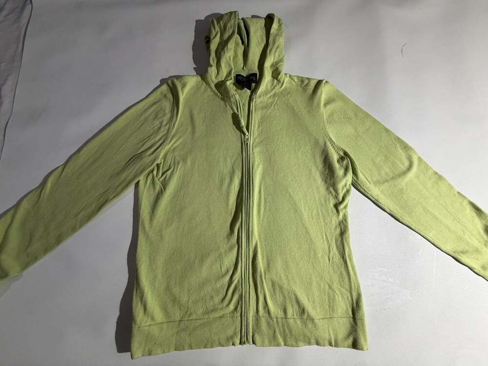Style & Co Green Zip Hoodie M Lightweight Knit Long Sleeve Y2K Sporty